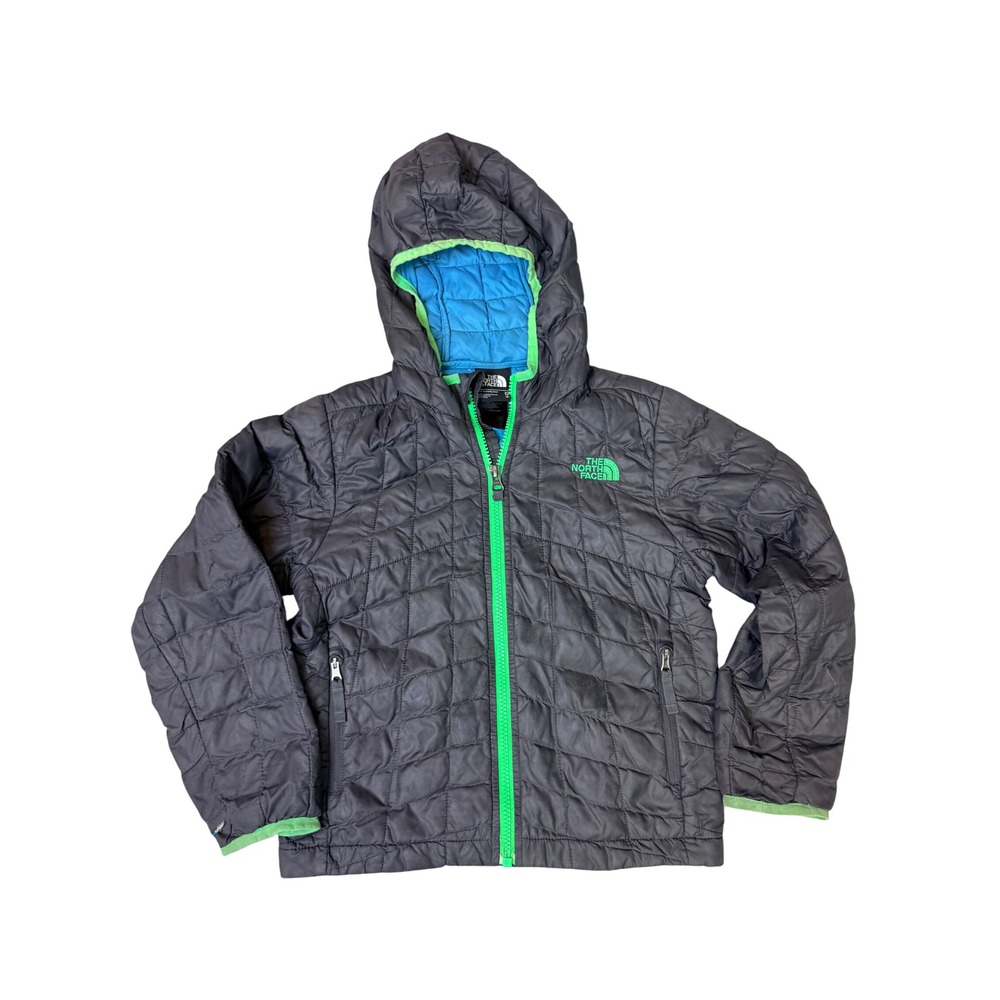 The North Face Boys Thermoball Hooded Jacket Grey Green Size XS 6 - BA